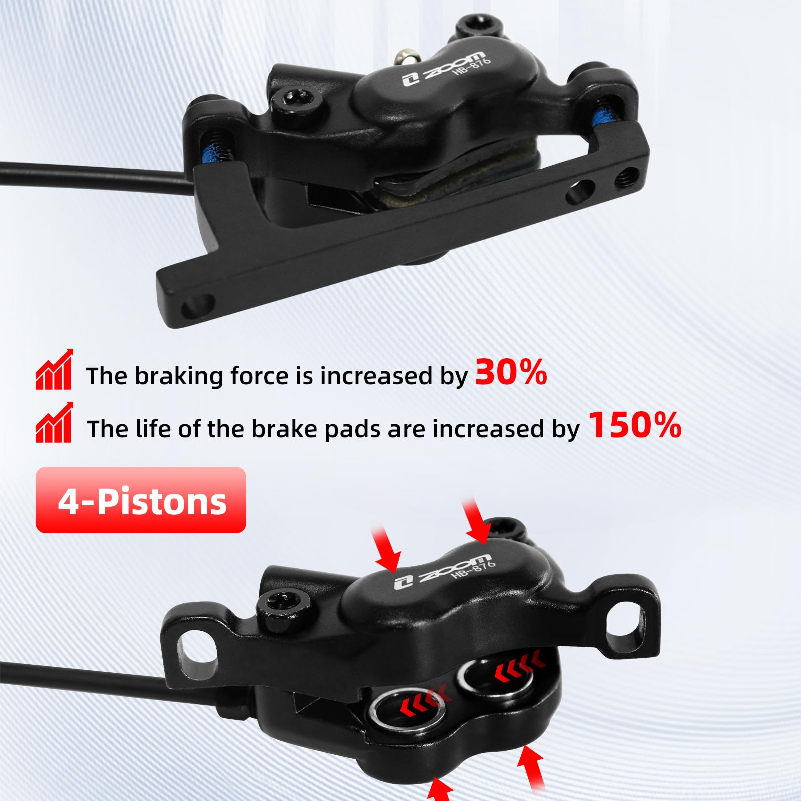 ZOOM HB876E Hydraulic Disc Bra - Zoom Hydraulic Brake 4 Piston E-Scooter ulasan dan harga