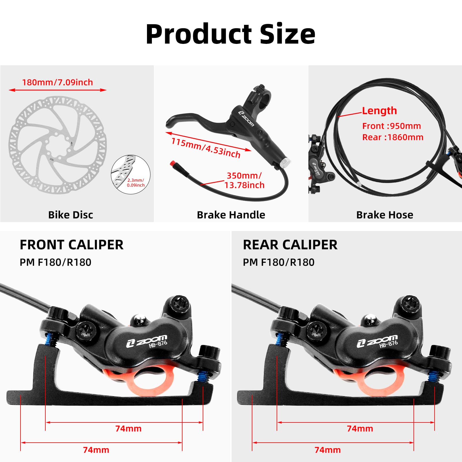 ZOOM HB876E Hydraulic Disc Bra - Zoom Hydraulic Brake 4 Piston E-Scooter ulasan dan harga
